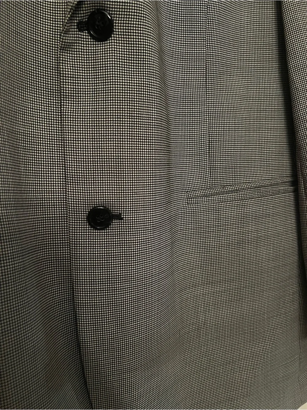Haggar Black Label Gray Micro Houndstooth 2-Piece Suit 44L Jacket 36x29 Pants